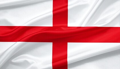 Fototapeta premium Flag of England with Red Cross of Saint George on White Background Waving Outdoors