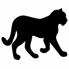 Silhouette of a majestic panther walking stealthily in the dark night
