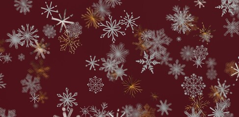 Abstract snowflake design on a dark red background. Perfect for Christmas and winter-themed projects, holiday greeting cards, and fes