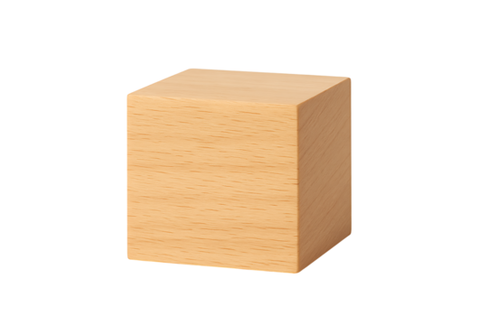 Simple wooden block cube made of light natural timber isolated on black background minimalist object showcasing design texture material realism and clean structure concept