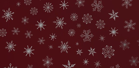 Festive burgundy background with a delicate pattern of silver snowflakes. Perfect for Christmas, winter events, invitations,