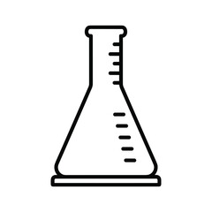 Science experiment research conical flask outline icon symbol