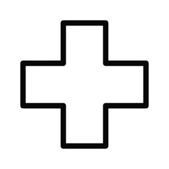 Outline cross symbol for medical health and first aid concepts