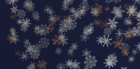 Abstract snowflake pattern on dark blue background. Winter design. Festive background. Christmas and New Year concept. Snowflake text