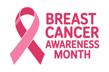 Pink ribbon symbolizes breast cancer awareness month with supportive messaging.