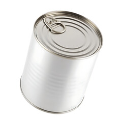White Metal Food Can with Pull Tab Lid on White Background container packaging isolated on a transparent background