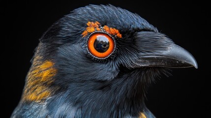 Close view of a colorful bird showcasing vibrant features in natural light