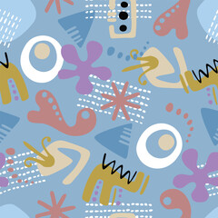 Fototapeta premium Abstract Vector Seamless Pattern Colorful Doodles 
