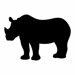 Obraz premium Powerful rhinoceros silhouette standing tall on a white background with grace