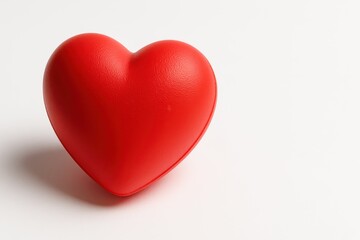 Fototapeta premium Red Heart Symbol. A smooth red heart rests on a bright surface, creating a simple and classic Valentine’s Day symbol filled with warmth, love, and gentle romantic expression.