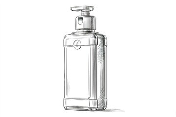 Clear plastic bottle with pump design for personal care product on a white background