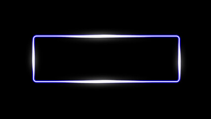 Single Blue and White Neon Frame on Black Background