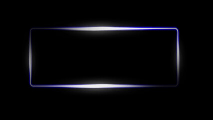 Horizontal White and Blue Neon Frame on Black