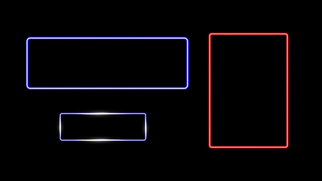Assorted Neon Frames: Blue, Red, and White on Black - Powered by Adobe