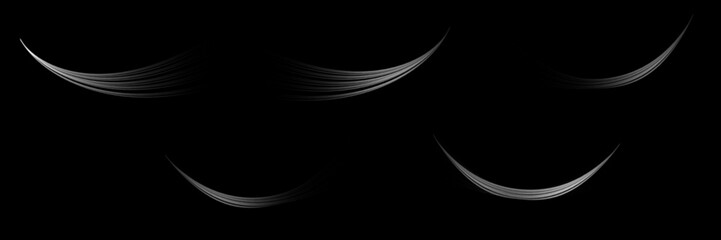Set of White Curved Speed Lines on Black