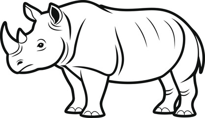Rhinoceros Set Illustration. Wild Rhinoceros Line Art. Rhinoceros Outline Collection. African Rhinoceros Graphic Set. Standing Rhinoceros Illustration. Rhinoceros Animal Artwork. Rhino Outline Design