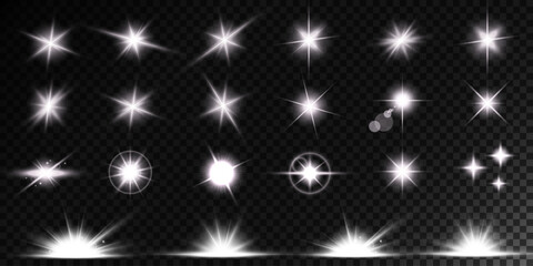 Lens Flare, light glow effect. sun or realistic shining star with backlight effect.
bokeh glitter and sparkles or sparkles on transparent background.
