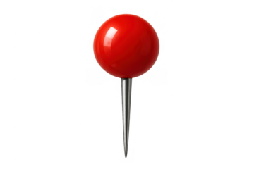 Red pushpin creating a location marker, marking important spots on a map, showing target point or destination
