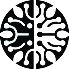 Futuristic Neural Bloom &ndash; Elegant Nature & AI Vector Logo