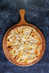 Delicious Cheese Pizza With Chicken, Pineapple, and Corn