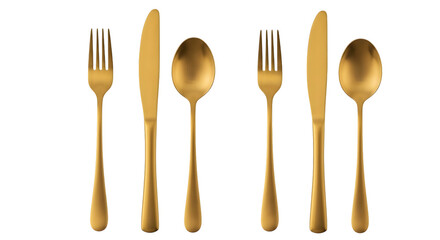 Elegant golden metallic cutlery set of forks knives and spoons