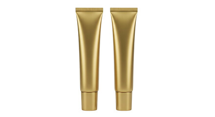 Two sleek golden tubes for luxury cosmetic or beauty products