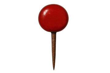 Red pushpin creating a marker or locator point, essential office stationery for pinning important notes and documents