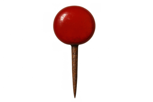 Red pushpin creating a marker or locator point, essential office stationery for pinning important notes and documents - Powered by Adobe