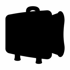 Silhouette of a vintage suitcase with a handle and small legs