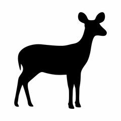 Elegant black silhouette of a graceful deer standing in watchful pose