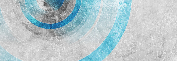 Blue and grey grunge circles abstract retro geometric background. Vector tech banner design