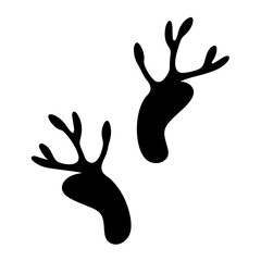 Stylized animal tracks on a white background, potentially from deer family