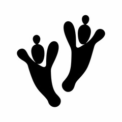 Stylized Abstract Figures in Black and White with Rounded Shapes