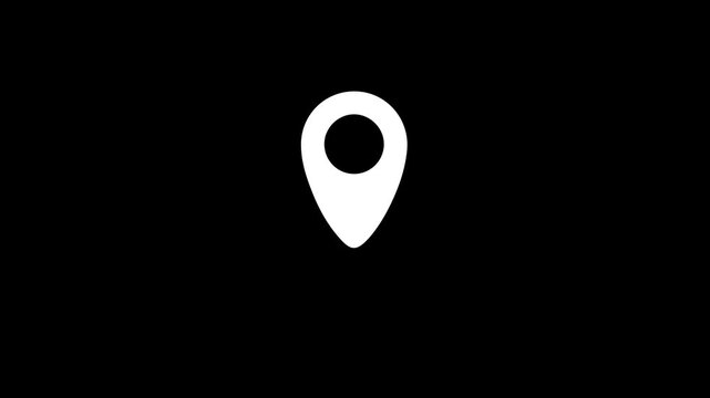 Animation of location pin icon concept, GPS icon on black transparent background with alpha channel. location symbol, map point, location pin concept animation overlay 