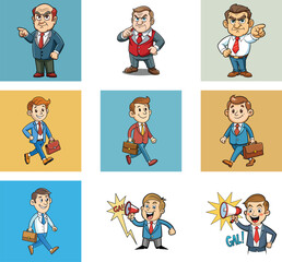 Set of cartoon business people illustration