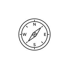 Simple Black and White Compass Icon with Cardinal Directions and Needle.