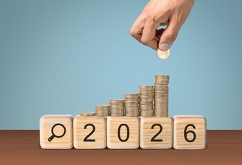 2026 Happy New Year with coins money