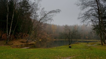 A foggy, November morning at the Antonka quarry near Kamenice nad Lipou