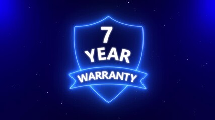 Seven years warranty quality assurance concept on the transparent background. Motion graphics of product guaranteed animated. 4k video animation.