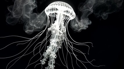 Mysterious Ocean Life: Captivating Underwater Photography of Transparent Jellyfish and Marine Creatures