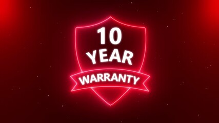 10 year warranty concept on the transparent background. Badges Design Animation. Motion graphics of warranty idea. 4k video animation.
