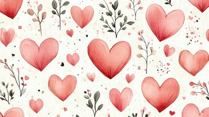 Creative heart patterns with delicate floral accents on a light background
