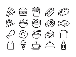 Food and Meal Line Icon Set