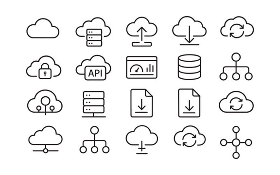 Cloud Computing Line Icons Set
