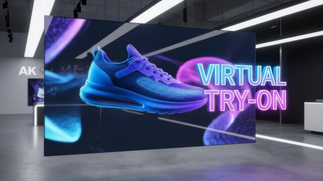 Scanning Qr Code for Virtual Try-On Shoes Advertisement Display