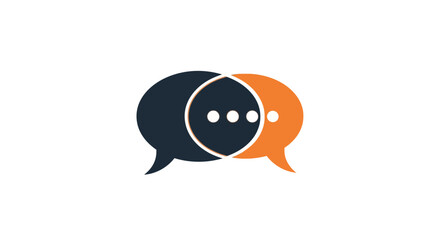 Overlapping speech bubbles icon with three dots for communication and chat concepts