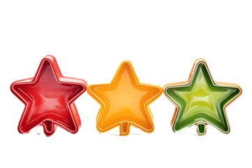 Xmas cookie cutter set including tree, star, and bell shapes isolated on transparent background 