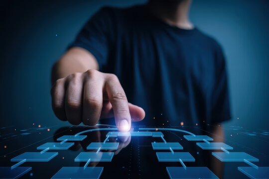 Businessman using technology to access and optimize business process