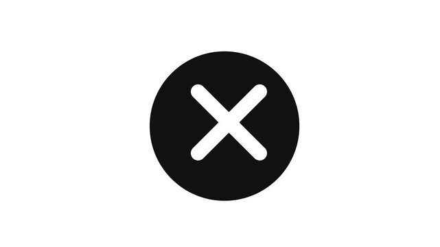 An incorrect choice symbol animates into view, a clean motion graphic designed to clearly communicate a negative outcome.
