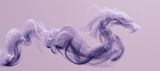 Dragon-Shaped Smoke Art Against Lavender Background in Fantasy Style